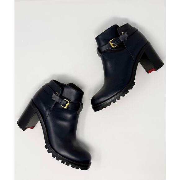Christian Louboutin Shoes - Christian Louboutin Calfskin Communa 70 Buckle Ankle Boot Black EU 37